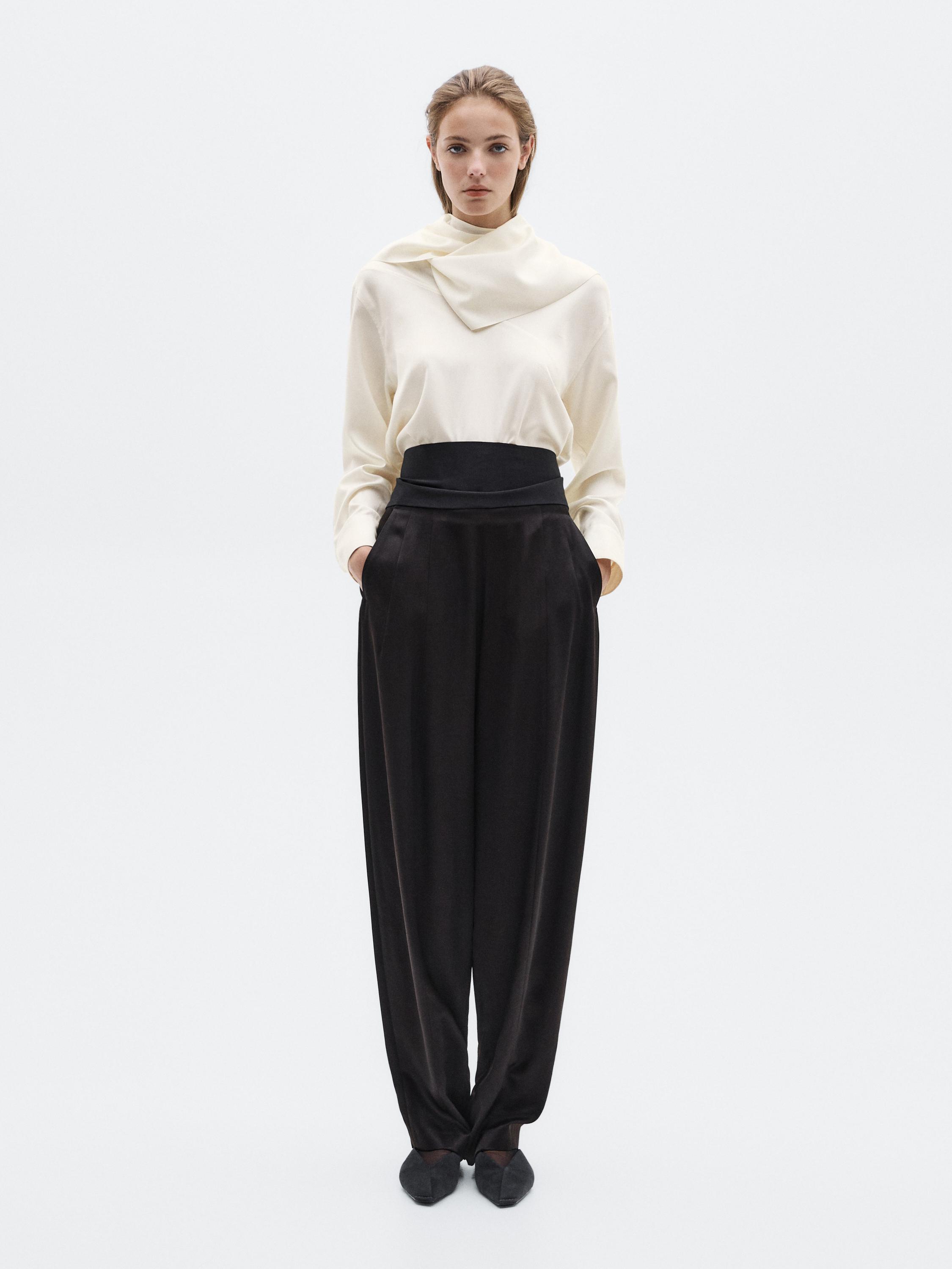 Silk blend blouse with tie detail - LIMITED